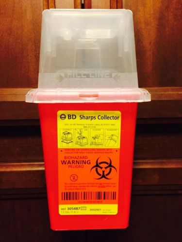 Bd phlebotomy sharps container new 1.5 qt #305487 red waste disposal collector for sale