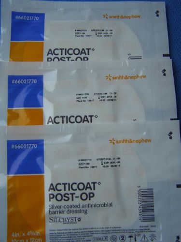 Smith&amp;Nephew ACTICOAT POST-OP Silver barrier dressing Ref:66021770 Box of 3