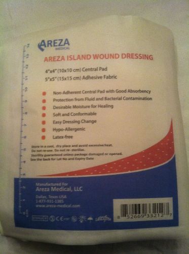 Island Wound Dressing Areza Medical Sterile 4&#034;x4&#034;adhesive pad  Lot Of 30