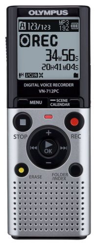 Olympus vn-712pc silver voice recorder 2gb, wma, mp3 - genuine and brand new for sale