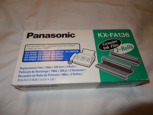 New Sealed Box Genuine OEM Panasonic KX-FA136 Fax Refill (2) Rolls Ink Film