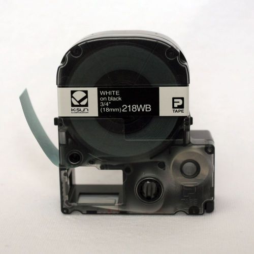 K-sun 218wb white on black tape 3/4&#034; ksun labelshop label tape 18mm for sale