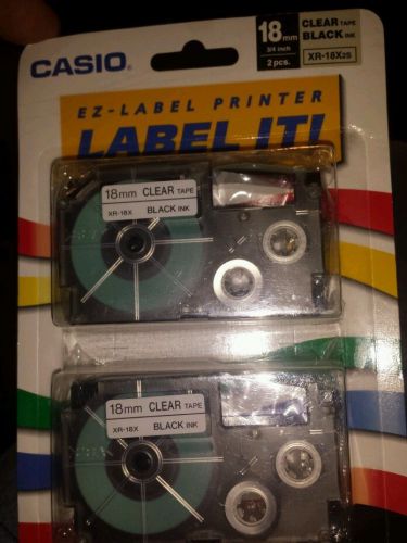 CASIO 2-Pack 18mm 3/4 Inch White Tape Black Ink XR-18WE2S for EZ-Label Printer