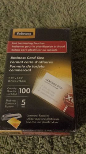 Fellowes laminating pouches, business card size, 5 mil, 100 count for sale