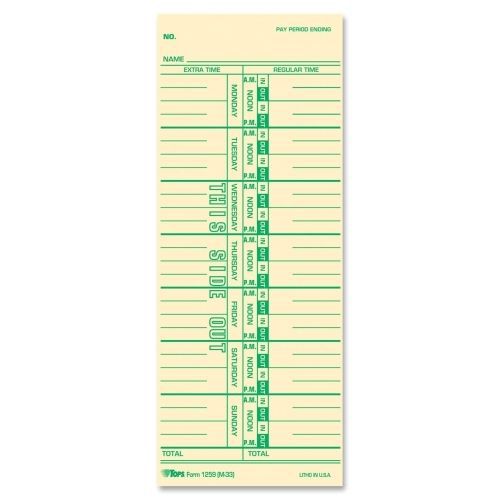 TOPS Named Days Weekly Time Card - 9&#034;x3.5&#034; Size - Manila - 100 / Pack