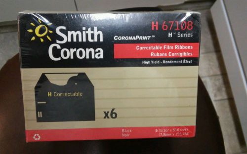 Smith Corona H67108 Correctable Film Black Typewriter Ribbon H Series 6-Pack