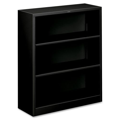 Metal Bookcase, Three-Shelf, 34-1/2w x 12-5/8d x 41h, Black