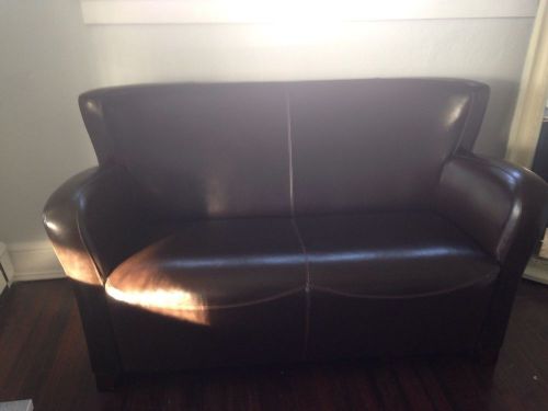Pier One Brown Leather LoveSeat and Swivel Chairs