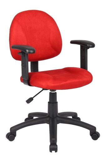 B326 boss red microfiber deluxe posture office task chair with adjustable arms for sale