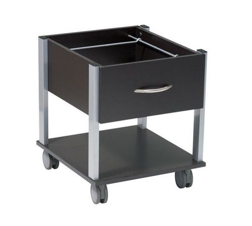 Open Top Rolling File Cabinet in Espresso with Silver Accents