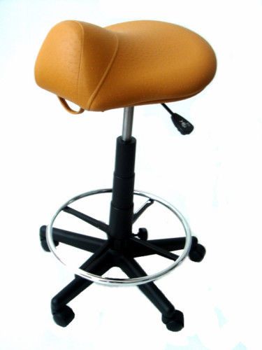 S115 yellow ostrich print saddle stool(w/foot rest) for sale