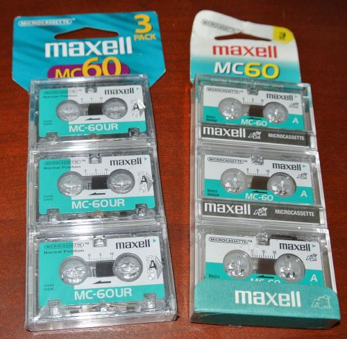 MAXELL * MC60 MICROCASSETTE Tapes 6 TL DICTATION Blank 60 Min Recording SEALED