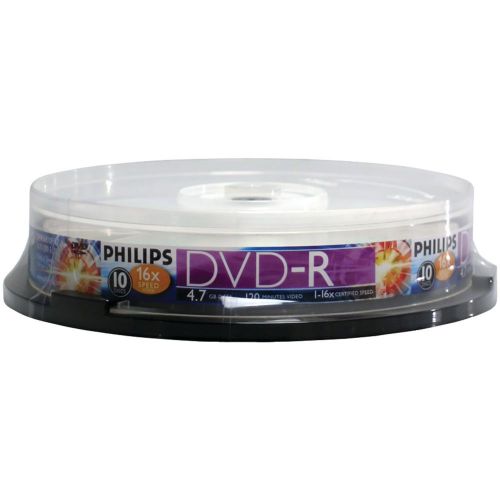 PHILIPS DM4S6B10F/17 4.7GB 16x DVD-Rs (10-ct Cake Box Spindle)