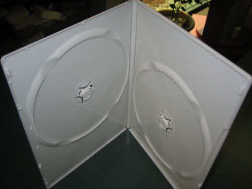 100 new 7mm slim double dvd cases, white, glossy, psd36 for sale