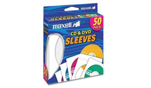 Maxell 190135 cd-400 cd/dvd sleeves (50-pack) - sleeve - slide insert - blue for sale