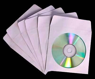 CD DVD Paper Sleeve w/ Clear Window Fold Over x 300