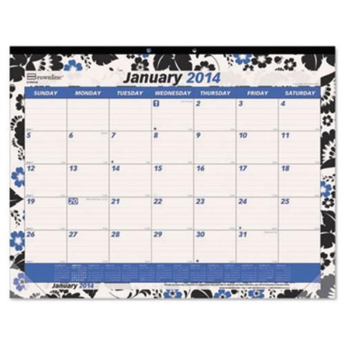 Rediform C194112 Monthly Fashion Desk Pad With Blossoms, 22 X 17, 2015