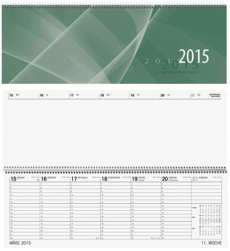 Zettler Desk Calendar 2015 / 1 Week On 2 Pages Across
