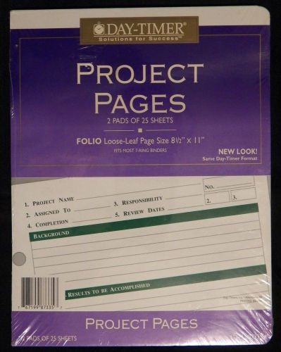 Day-Timer Project Pages Organizer Refill 8 1/2 x 11 # 87335, 2 Pads of 25 sheets