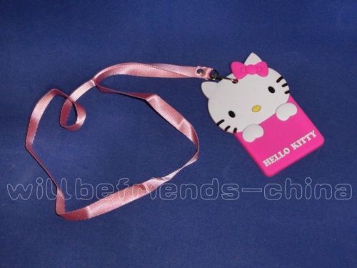 Hello kitty pass room key ic id card holder case sheath cover skin neck lanyard for sale