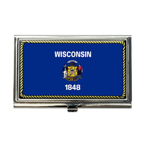 Wisconsin State Flag Business Credit Card Holder Case