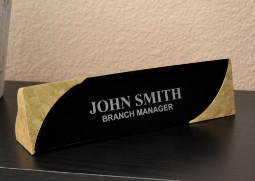 Personalized RESIN NAME PLATE BAR engraved desk office BEAUTIFUL Clear  Marble