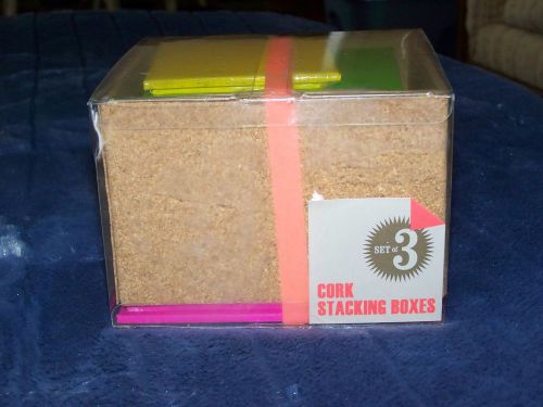 Set of Three Cork Stacking Boxes