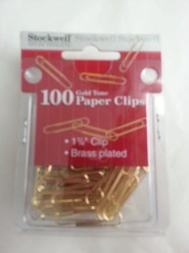 STOCKWELL Gold Tone 100 Paper Clips Business Office Desk Accessory