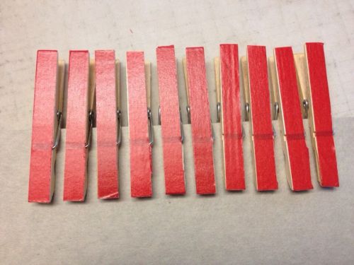 Red Decorative Wooden Clothespins for Memo Photos Notes - 10 pins
