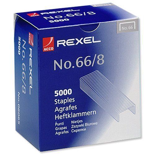 BNIB Rexel Acco No.66/8mm Staples (5000 BOX) Giant R06065 Galvanised Steel Wire