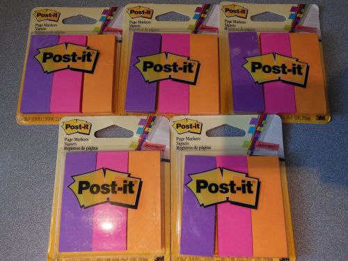 5 packages of Post-It 3M Page Markers post it notes... total of 750 page markers