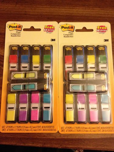 (2) packs of 3m post-it value pack (280) 0.47&#034; flags +(48) 0.47&#034; arrow flags nip for sale