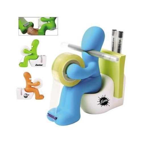 Butt Station Tape Dispenser, Pen &amp; Memo Holder, Paper Clip Storage, Green New