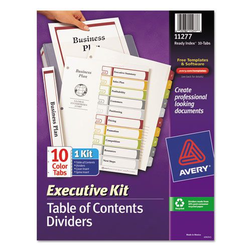 Ready Index Contents Dividers, 10-Tab, 1-10, Letter, Multicolor, 10/Set