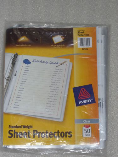 New!  50 avery standard weight sheet protectors for 8.5x11-inch inserts 74305 for sale