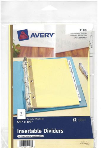 Avery AVE11102 Insertable Tab Dividers - 8.5&#034; x 5.5&#034; - Set of 5 Dividers
