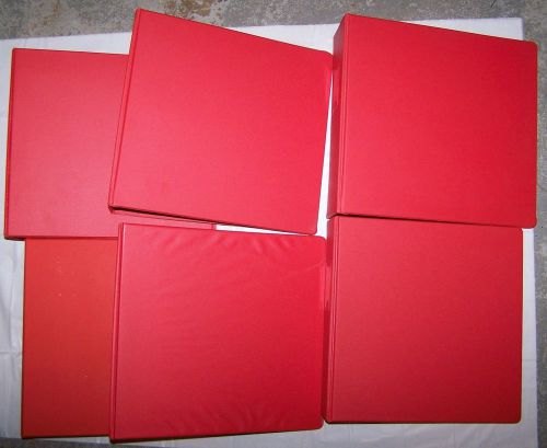 Lot of (6) Three Ring Binders  3 inch and 2 Inch Red