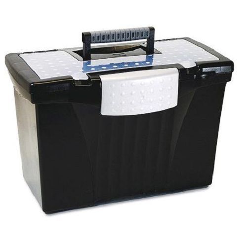 Storex portable file storage box w/organizer lid (broken latch) for sale