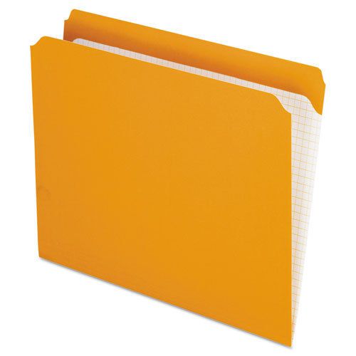 Reinforced Top Tab File Folders, Straight Cut, Letter, Orange, 100/Box