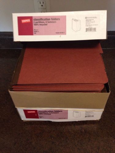 Staples letter classification folders- 2 partition 6 fasteners -20 ct-8.5&#039; x 12&#039; for sale