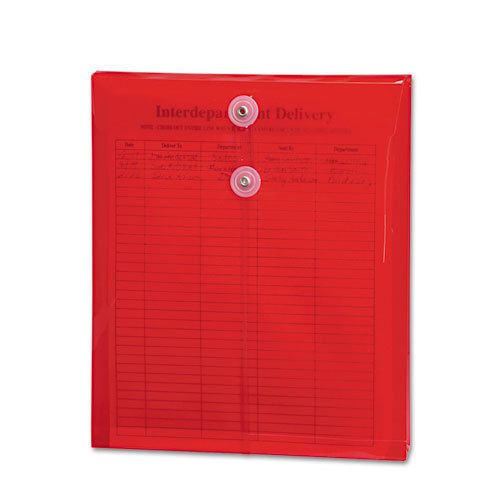 Poly String &amp; Button Envelope, 9 3/4 x 11 5/8 x 1 1/4, Red, 5/Pack