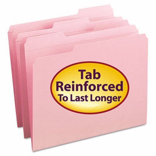 Smead File Folders, 1/3 Cut, Reinforced Top Tab, Pink, 100/Box (SMD12634)