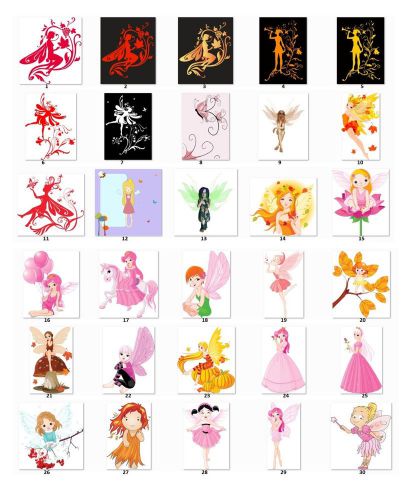 30 Square Stickers Envelope Seals Favor Tags Girl Fairies Buy 3 get 1 free (g2)