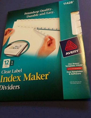 Avery  Index Maker Clear Label Punched Dividers, 12-Tab, Letter, White- AVE11428