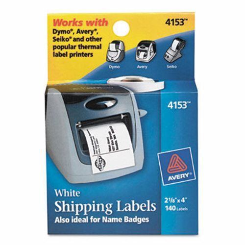 Avery Shipping Labels, 2-1/8 x 4, White, 140/Roll, 1 Roll/Box (AVE4153)