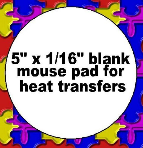 10 white round 5&#034; x 1/16&#034; mini mousepads mouse pads heat transfer sublimination