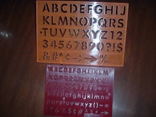 2 lot: complete english alphabet stencils one 1/2&#034; &amp; one 1&#034; size each letter on1 for sale