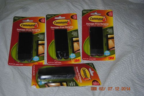 3M COMMAND DAMAGE FREE HANGING STRIPS each has 4 strips LARGE ( 4 packs)black