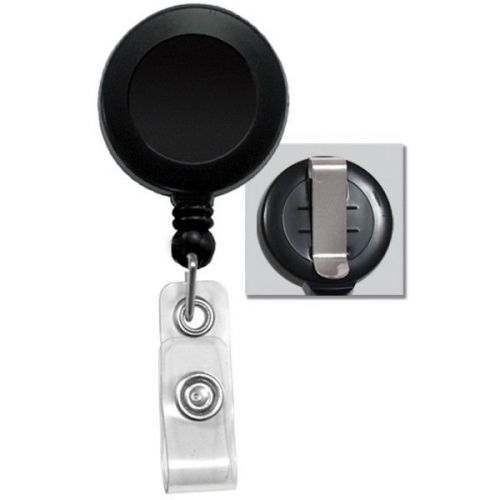 Black Badge Reel with a Clear Strap and Belt Clip Attachment - Bulk Case of 200