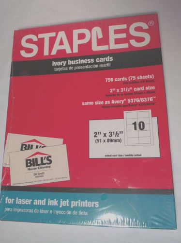 Staples ivory Business Cards 750 cards - 75 sheets 2x3
